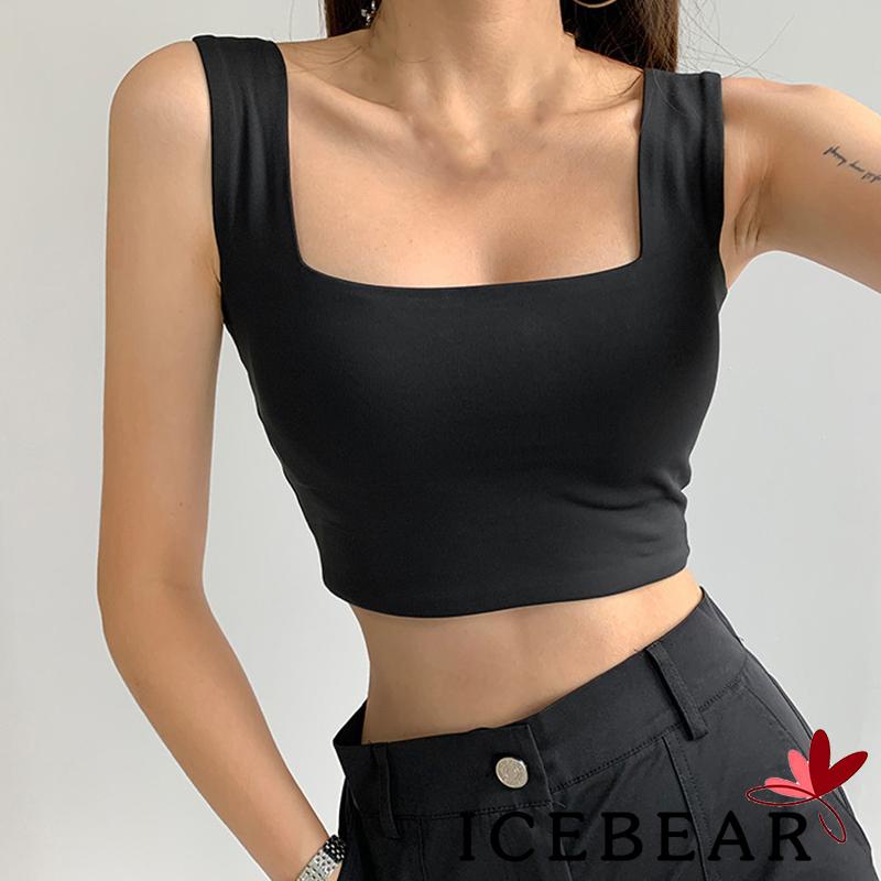 Áo Hai Dây Cổ Vuông Màu Trơn Thời Trang Quyến Rũ Cho Nữ