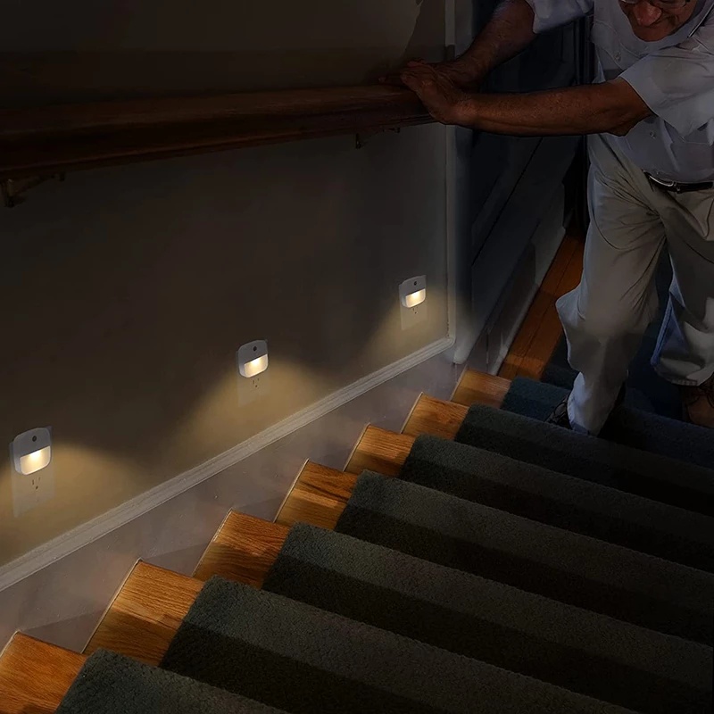 Đèn Ngủ 2 Màu Bóng LED Mềm Bảo Vệ Mắt Đầu Giường Nhỏ/Hành Lang Hình Vuông Đơn Giản Kèm Phích Cắm
