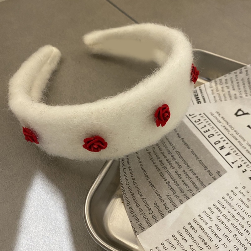 Băng Đô Cài Tóc Đính Hoa Hồng Đỏ Siêu Bền