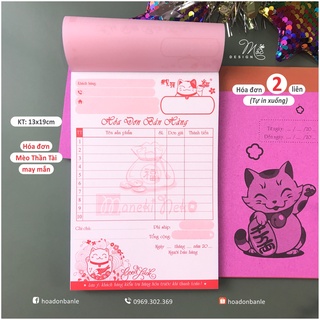 Hoá đơn MÈO THẦN TÀI loại to 2 liên (tự in xuống)