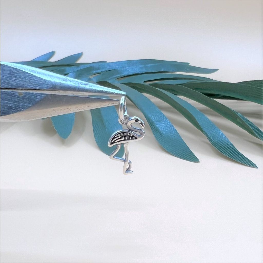 Charm treo hình chim hạc bạc thái cầu trường thọ - Charm Bạc 925 - Mã CA920