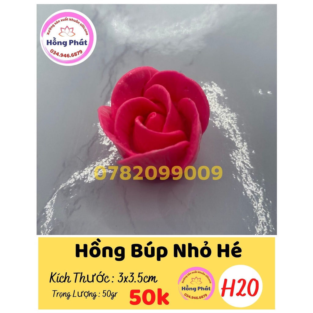 Khuôn silicon hoa hồng búp nhỏ hé - H20 - Silicon Hồng Phát