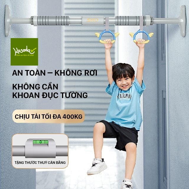 Xà đu cho bé kèm dây đu và tay nắm gắn tường không cần khoan đục rèn luyện thể lực