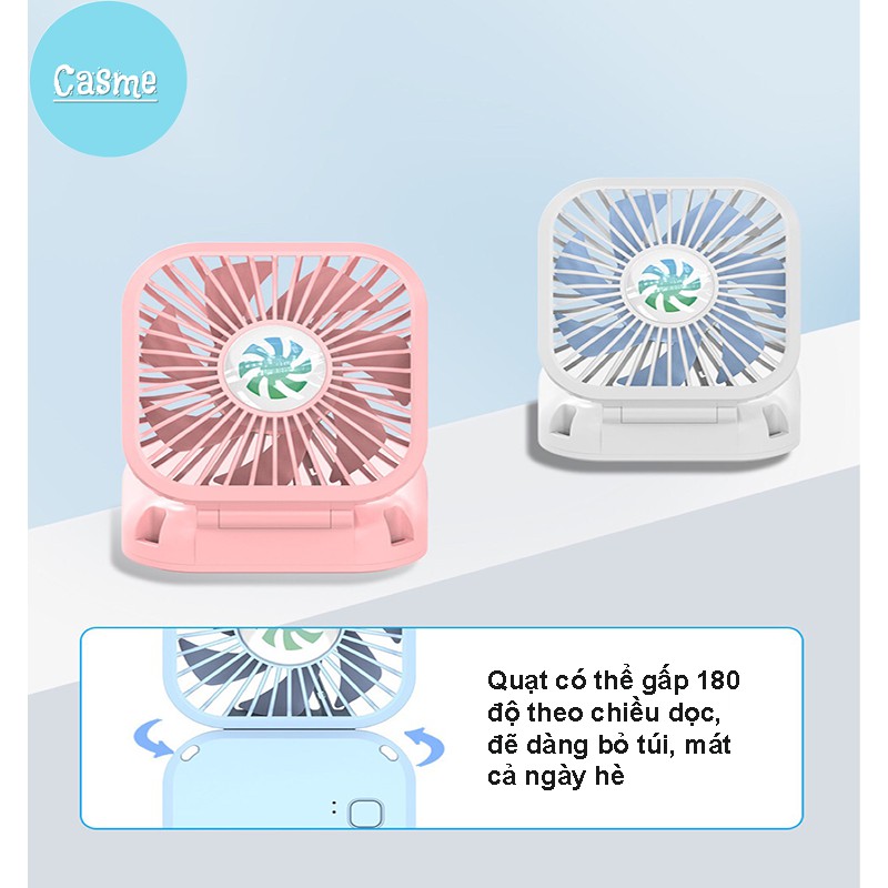 Quạt mini cầm tay Casme, có dây đeo cổ, để bàn, gấp gọn tiện lợi mang đi làm, đi chơi - Q007 | BigBuy360 - bigbuy360.vn