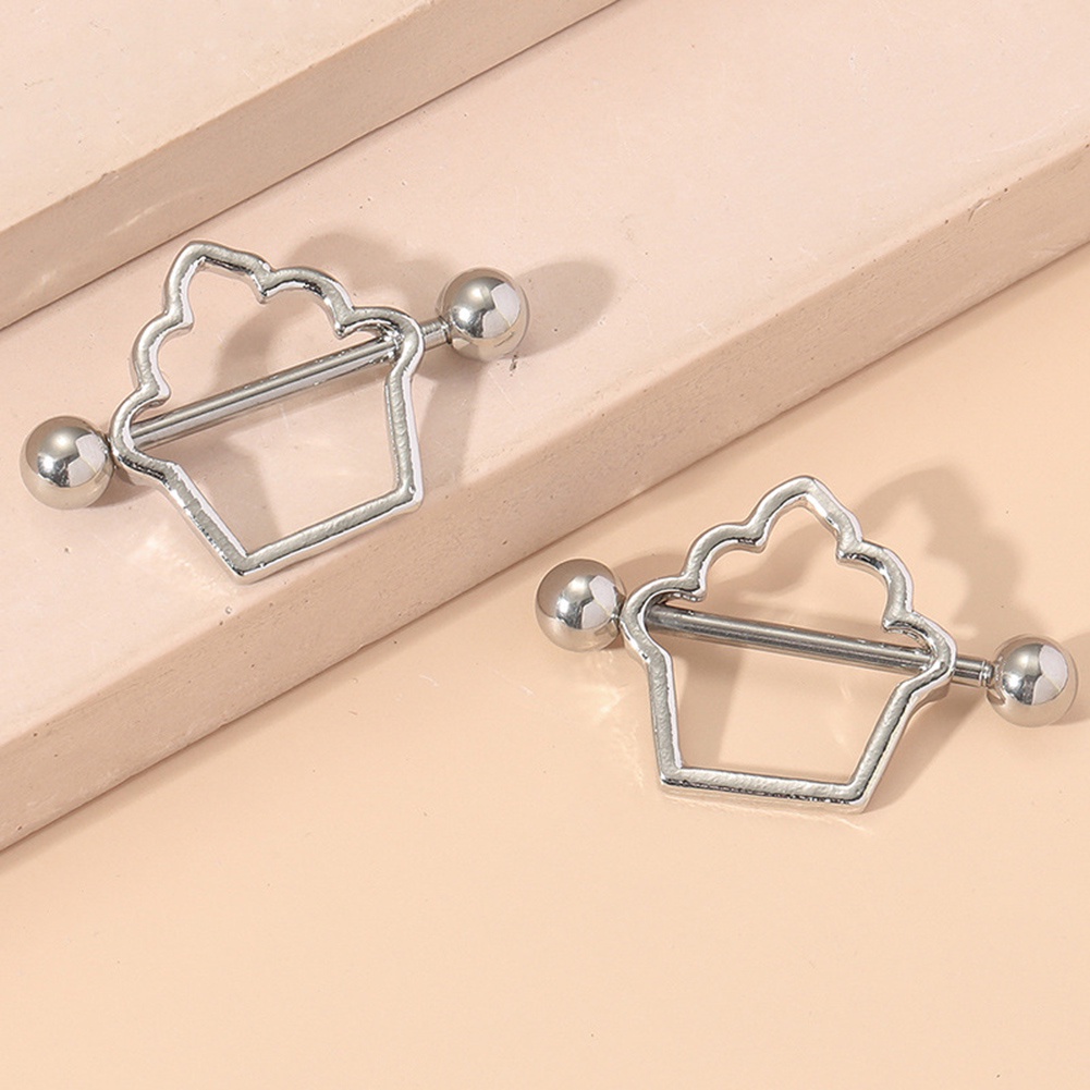 Set 2 Khuyên Nhũ Hoa Bằng Thép Không Gỉ Cá Tính