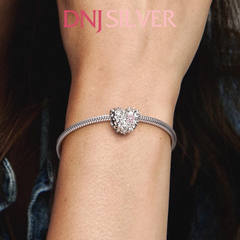 [Hàng cao cấp] Charm bạc 925 cao cấp, sản phẩm DNJ - Charm Mum Daisy Heart thích hợp để mix vòng tay charm - DN099