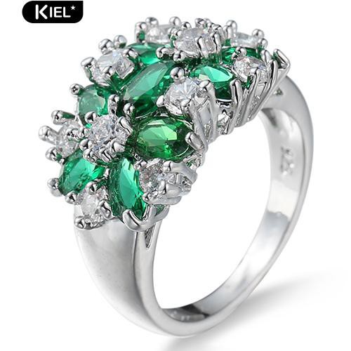 Nhẫn bạc đính đá ngọc bích thanh lịch