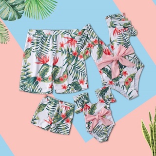 Đồng phục đồ bơi gia đình, đồ bơi đôi nam nữ 2022 Mẫu lá xanh A05