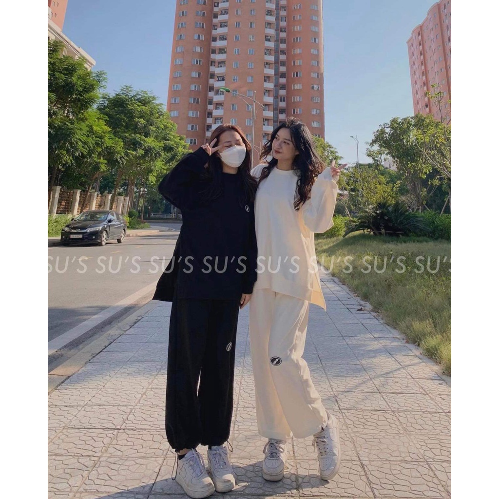 Bộ nỉ 🌸 Set quần ống suông áo dài tay mua đông dành cho nữ PHULA form rộng style Ulzzang siêu xinh siêu ấm | BigBuy360 - bigbuy360.vn