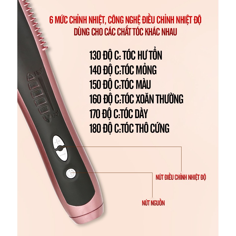 Lược chải đa năng làm thẳng và uốn tóc KSKIN KD388. Làm thẳng và uốn tóc nhanh chóng, công ngệ PTC chống bỏng