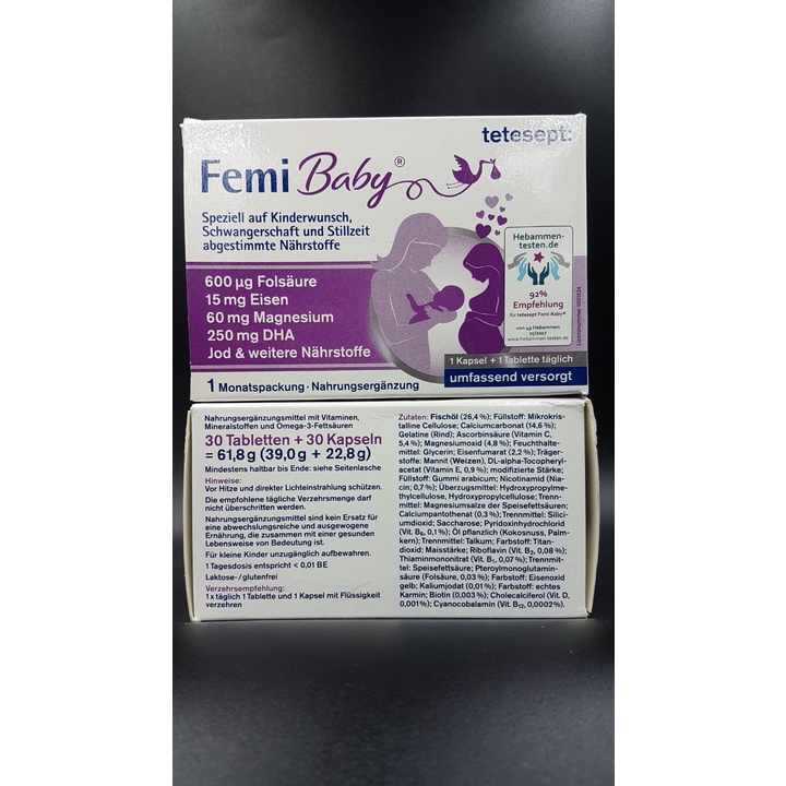 Hàng Sale Viên uống Tetesept Femi Baby hộp 60 viên của Đức 11/2022