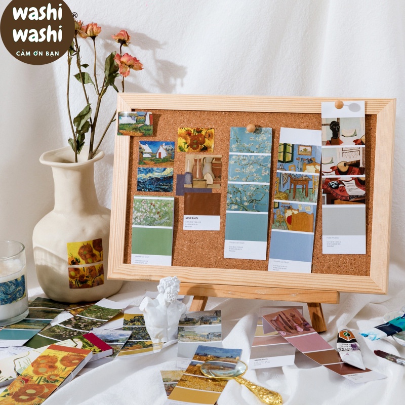 Bộ 30 Sticker Dải Bookmark Nghệ Thuật Van Gogh, Monet, Picasso, Nhật Bản Kèm Bảng Màu Trang Trí Sổ Vở Bujo