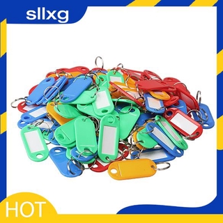 Set 100 móc khóa gắn nhãn / thẻ tên bằng nhựa tiện dụng