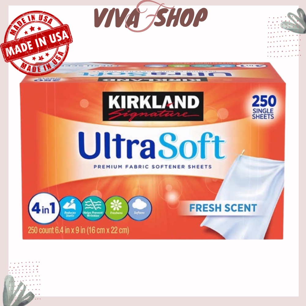 Hộp giấy thơm quần áo KIRKLAND Mỹ Fabric Softener (250 Tờ) Giấy sấy thơm quần áo