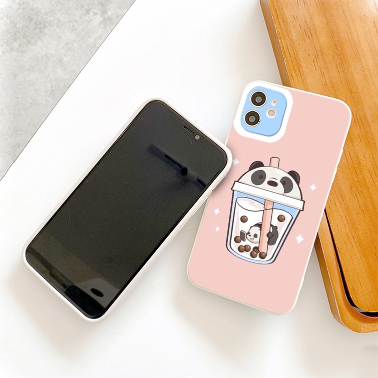 Ốp điện thoại iphone in họa tiết gấu và ly trà sữa đáng yêu cho iPhone X Xs Max Xr 13 12 11 Pro Max 6 6s 7 plus 8 Plus