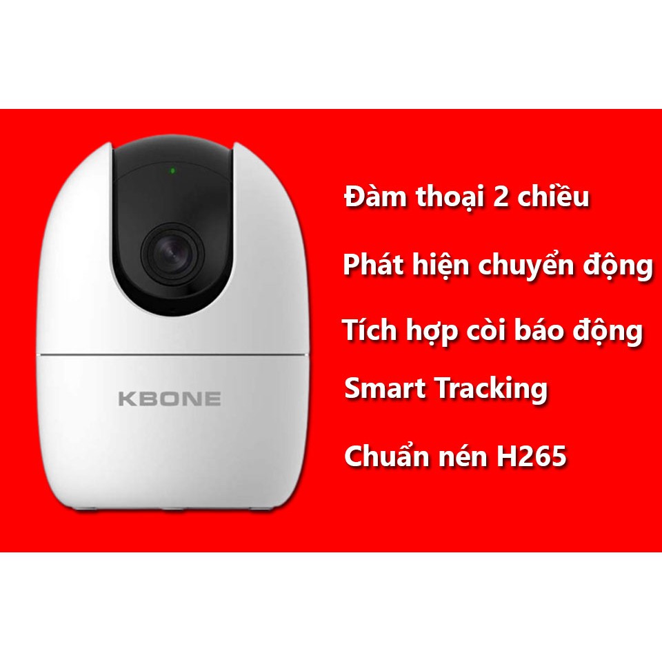 [ CAMERA CHÍNH HÃNG ] Kbone wifi không dây H21PW 2.0Mp/ 1080P - Xoay 360 độ - chuẩn H.265 + Kèm thẻ nhớ 32GB