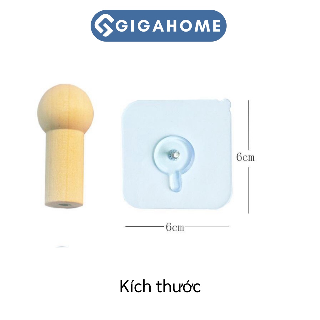 Combo 2 Móc Gỗ Treo Quần Áo GIGAHOME Dán Tường, Trang Trí Nhà Cửa 7266