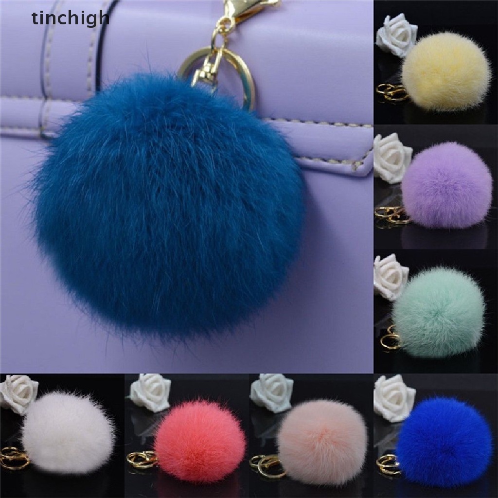 Móc khóa kiểu cục bông dễ thương từ lông thỏ