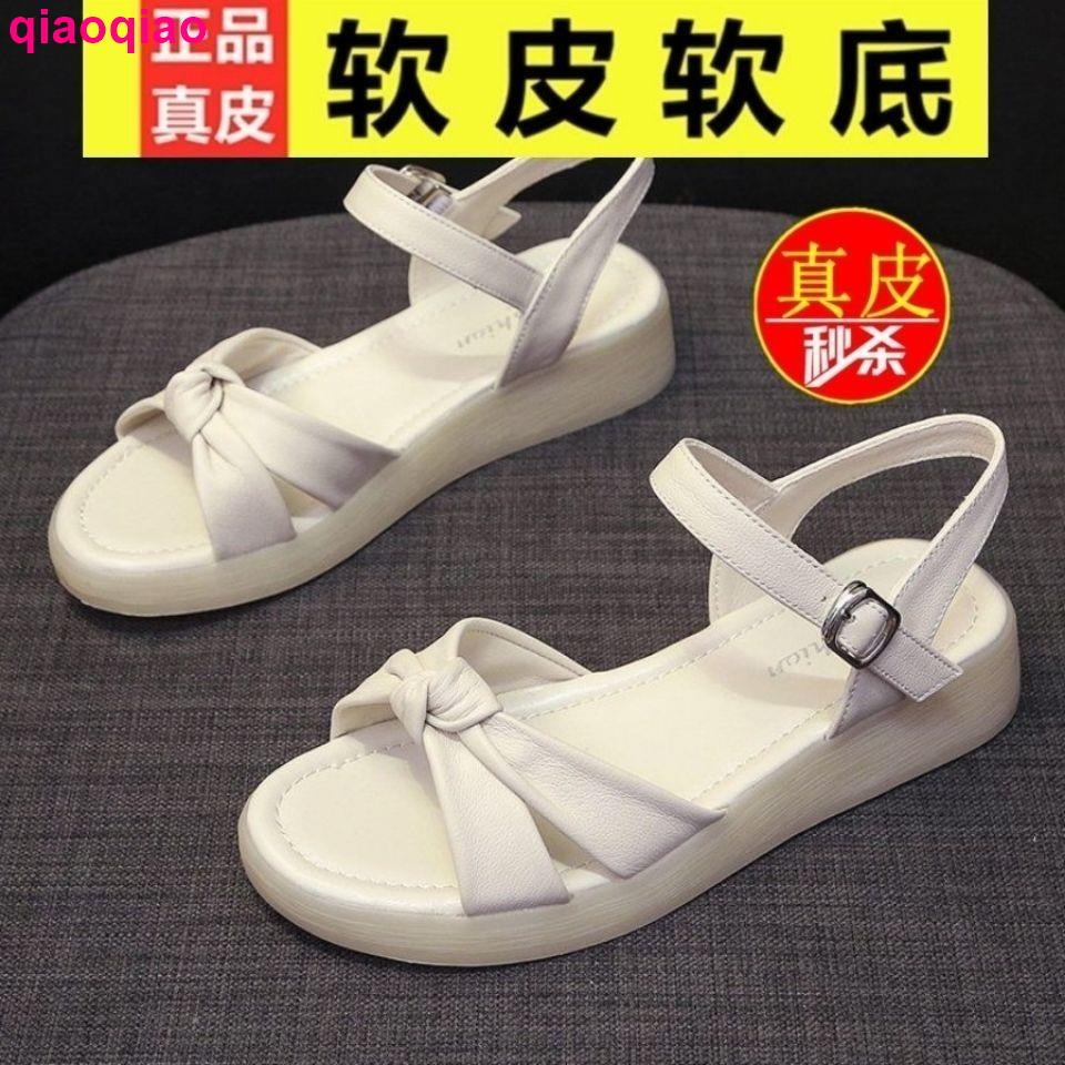 Giày Sandal Da Thật Đế Gân Thời Trang Quyến Rũ Cao Cấp Dễ Phối Đồ Cho Nữ 2022