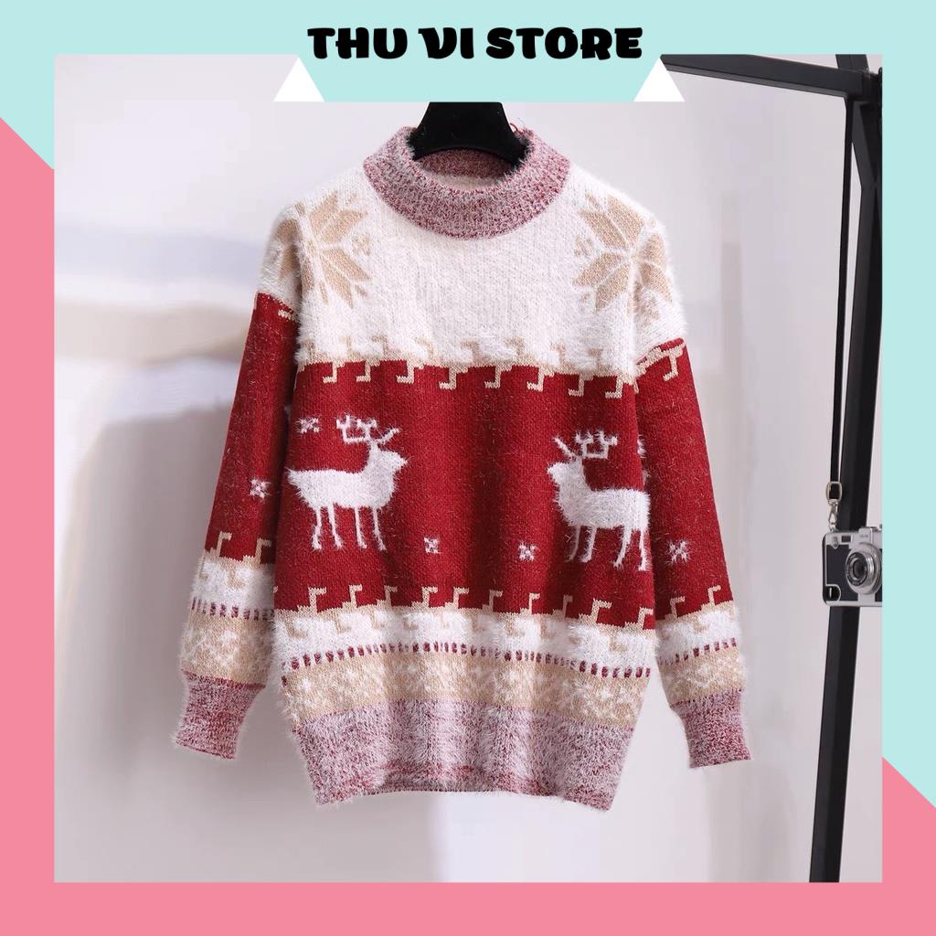 Áo Len Họa Tiết Noel Áo Len Nữ Form Rộng, Áo Len Giáng Sinh Xịn Xò Ấm Áp Mùa Đông (Kèm Ảnh Thật). | BigBuy360 - bigbuy360.vn