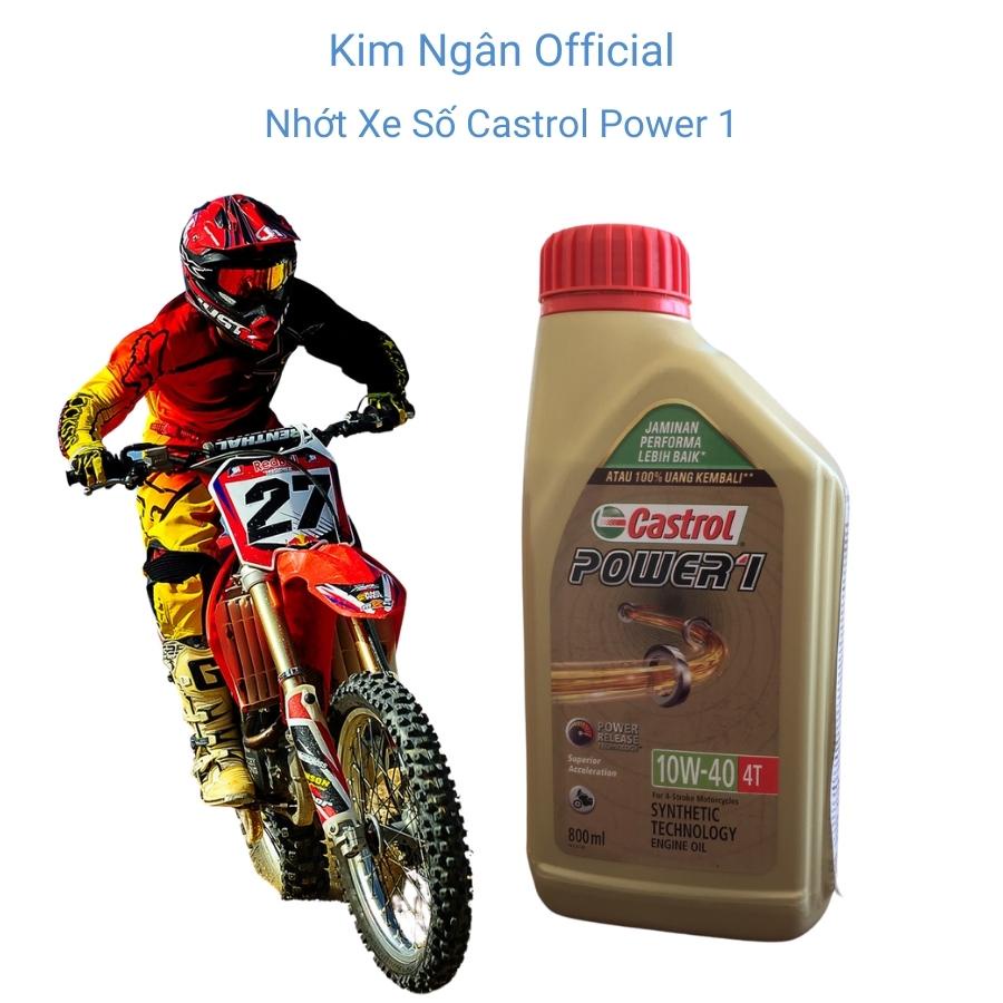 Dầu nhớt Castrol xe máy 10W - 40 sử dụng cho xe số 800ml chính hãng Castrol Power 1 Kim Ngân Spa auto