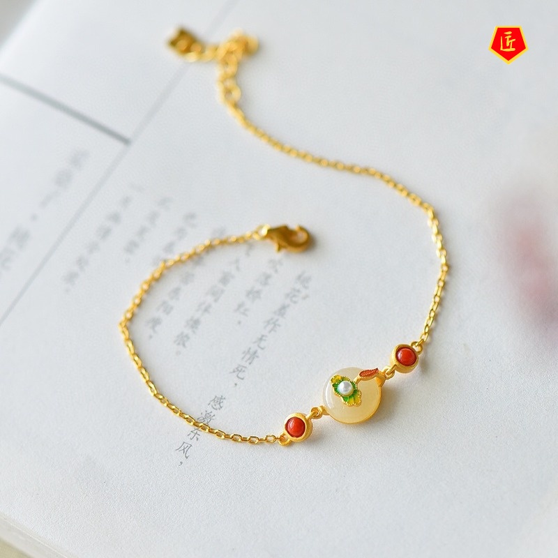 Nhẫn/ Đôi khuyên tai/ Dây chuyền/ Vòng đeo tay mặt đá ngọc bích họa tiết lá sen phong cách retro thời trang