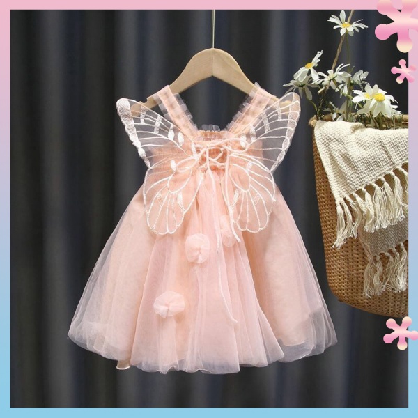 Đầm Công Chúa Phồng Vải Gạc Màu Trắng Hình Bướm Phong Cách Phương Tây Mùa Hè Kiểu Phương Tây Thời Trang Mùa Hè Dành Cho Bé Gái 2022