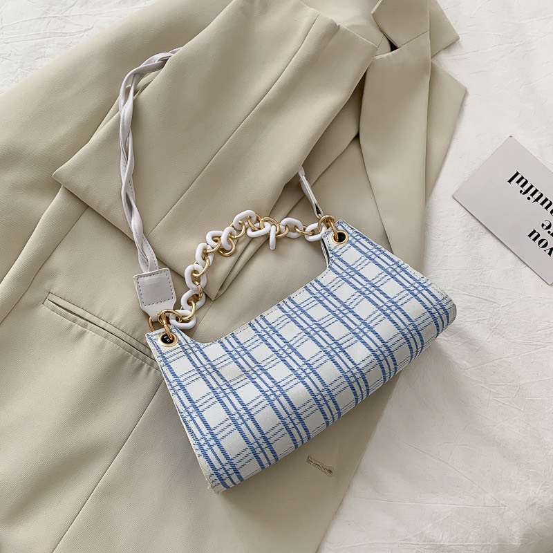 Túi Xách Nữ Cao Cấp Đeo Chéo Kẻ Sọc Dây Xích Cá Tính Thích Hợp Đi Chơi Đi Học