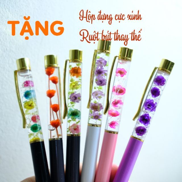 Bút bi hoa khô handmade Nhật Bản (TẶNG hộp bút và ruột thay thế)