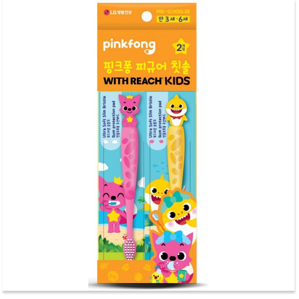 ⭐ Bàn chải đánh răng cho bé Reach Kids Pinkfong - LG Hàn Quốc (2 chiếc) ⭐Freeship