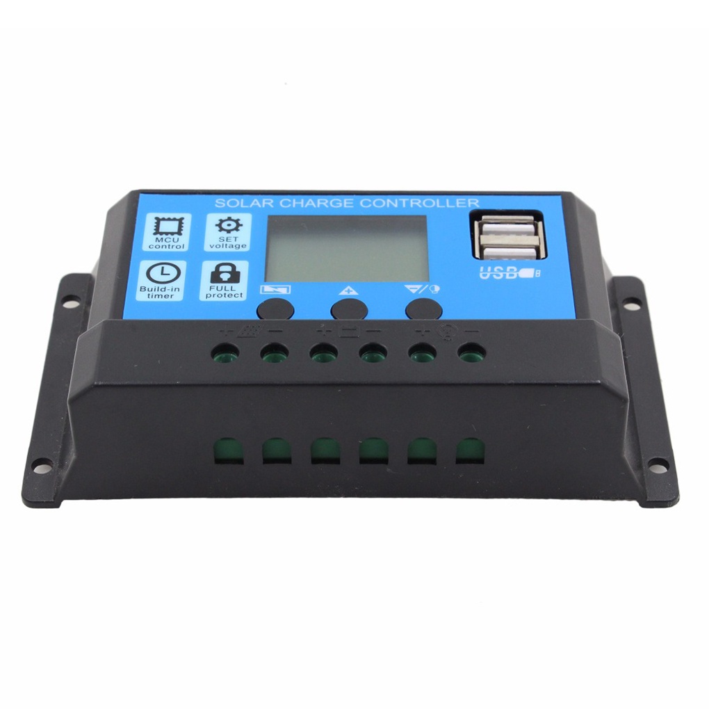 Bộ điều khiển sạc năng lượng mặt trời màn hình LCD 12 / 24V 10/20 / 30A có thể hẹn giờ PWM thông minh USB
