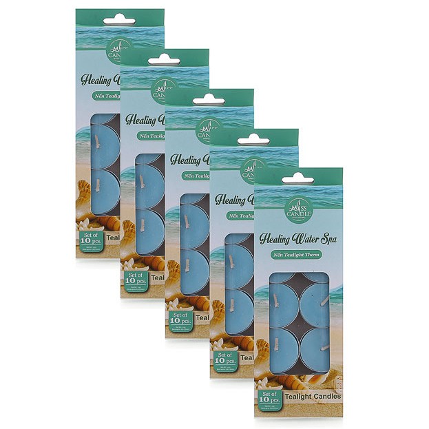 Combo 5 hộp nến tealight thơm Miss Candle FTRAMART MIC0147 Healing Water Spa (Hương gió biển)