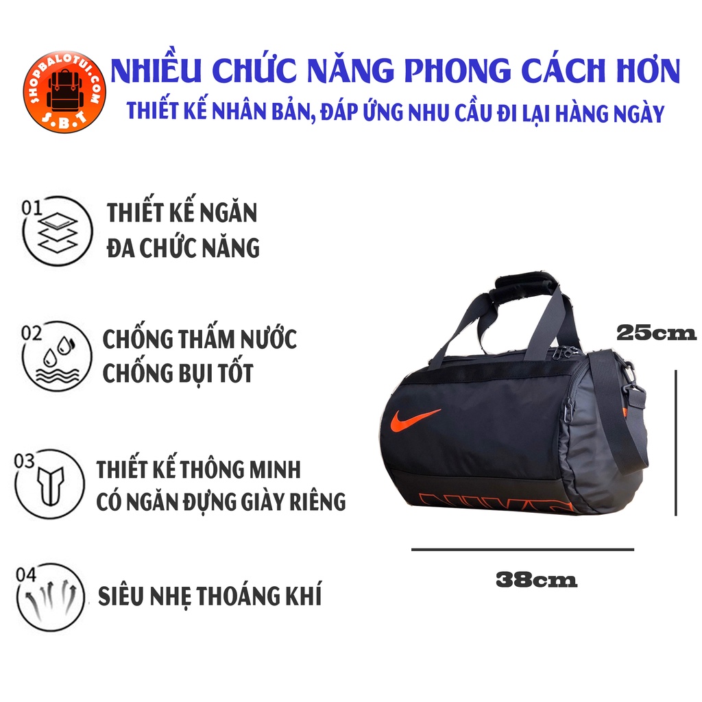 Túi trống thể thao nam nữ chống nước có ngăn để giày riêng đi tập yoga gym đá bóng du lịch BA5185-010