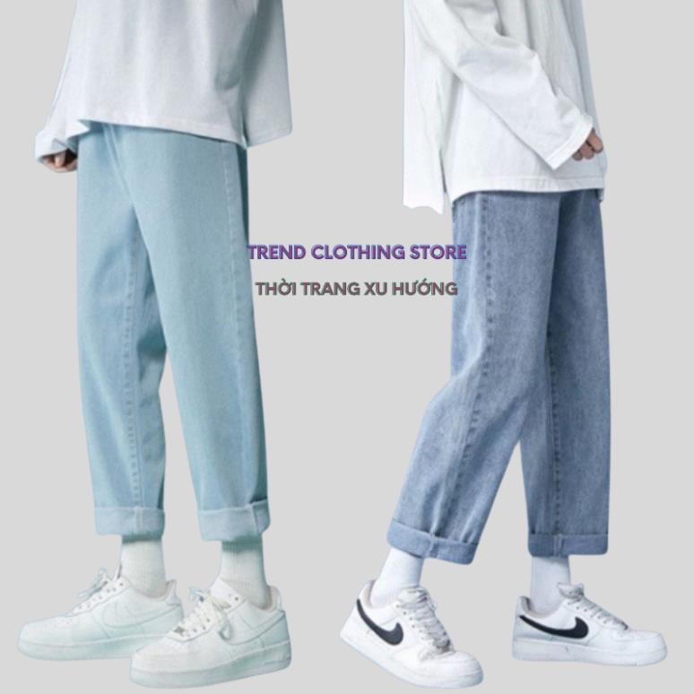 Quần Jean Nam, Nữ Quần Jeans Baggy Xanh Sáng, Xanh Sky Ống Xuông Rộng Style Hàn Quốc 2022-Trend Clothing! !