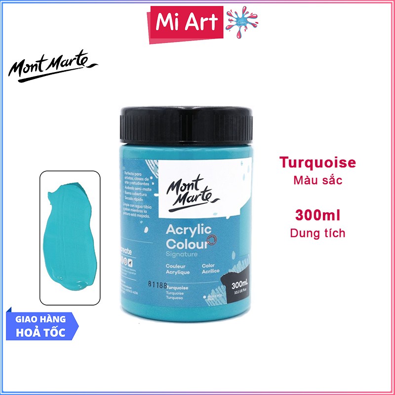 Màu Acrylic Mont Marte 300ml - Turquoise - Acrylic Colour Paint Signature 300ml (10.1oz) - MSCH3059