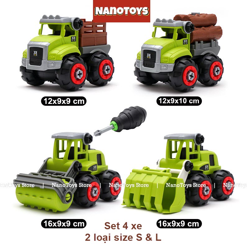 Đồ chơi xe Nông nghiệp lắp ráp kèm tua vít - 2 size - NANOTOYS STORE