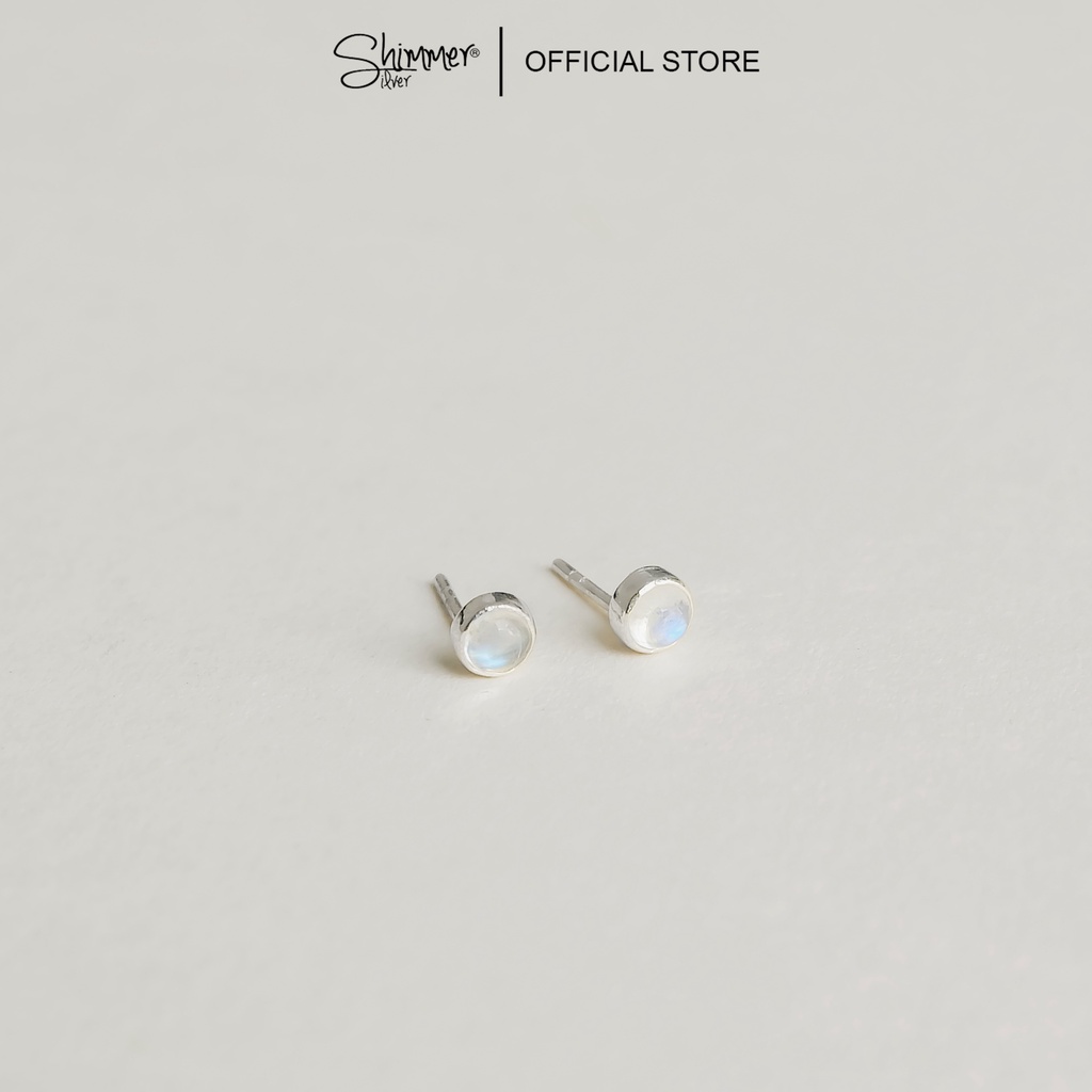 Bông Tai Bạc 925 Nữ Shimmer Silver Đính Đá Mặt Trăng Moonstone Thiên Nhiên Hợp Phong Thủy Không Kị Mệnh
