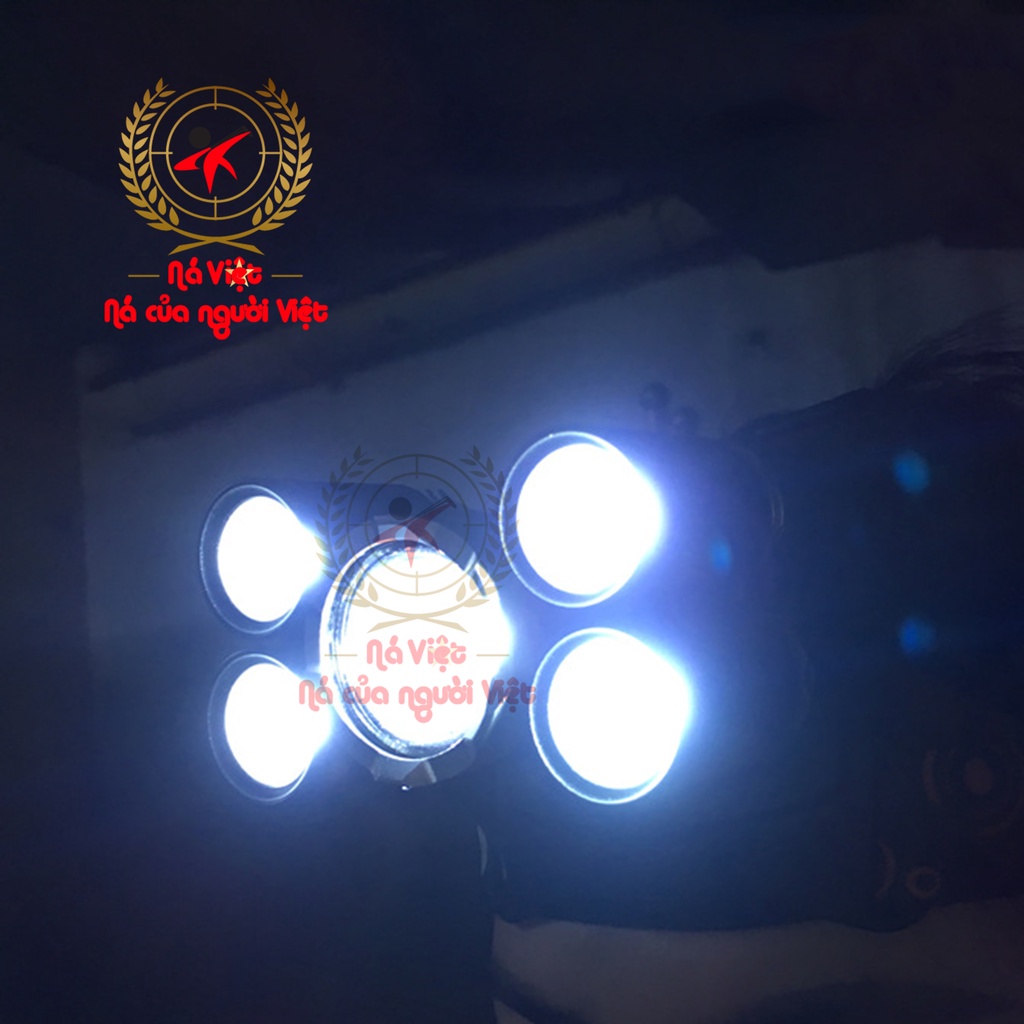 Đèn pin siêu sáng đội đầu gồm 5 bóng đèn, siêu sáng, sản phẩm bền bỉ theo thời gian, có thể chống nước [YPX7]