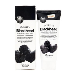 Sữa rửa mặt làm sạch sâu chiết xuất từ than hoạt tính - PURE MIND Blackhead So Fresh Cleansing Foam