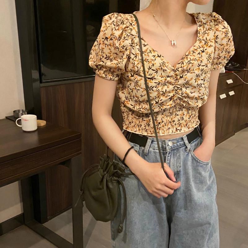 áo hoa nhí croptop rút dây ngực sexy hàng đẹp