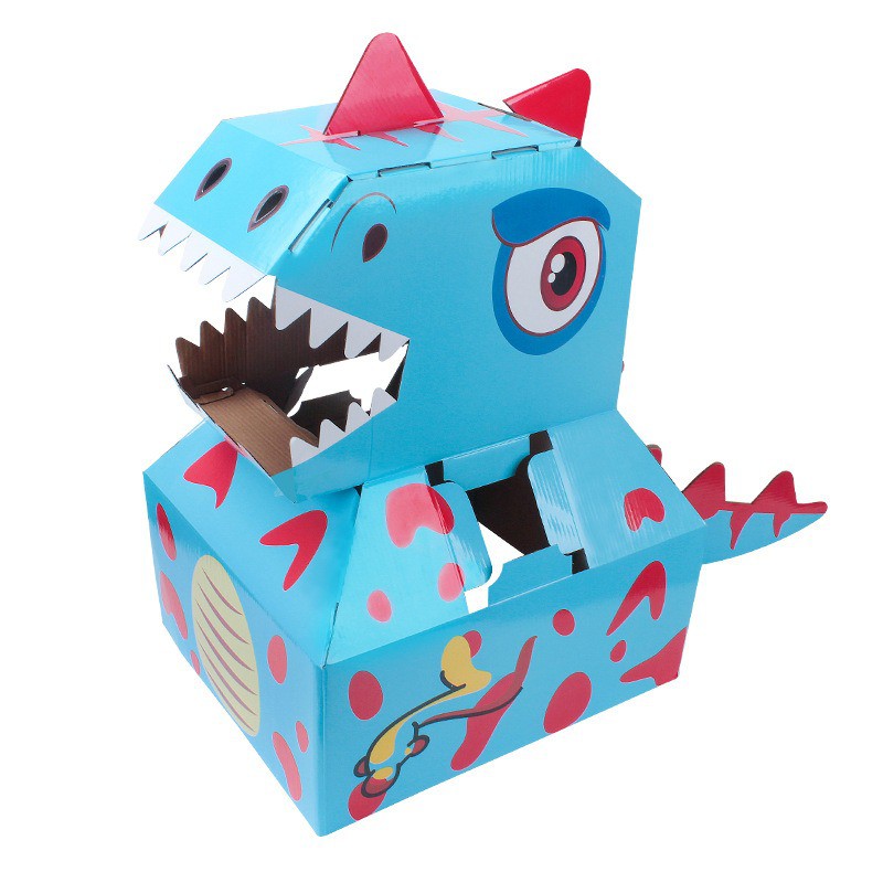 Đồ chơi thùng carton khủng long bìa carton tự lắp ghép - Đồ chơi handmade cho bé
