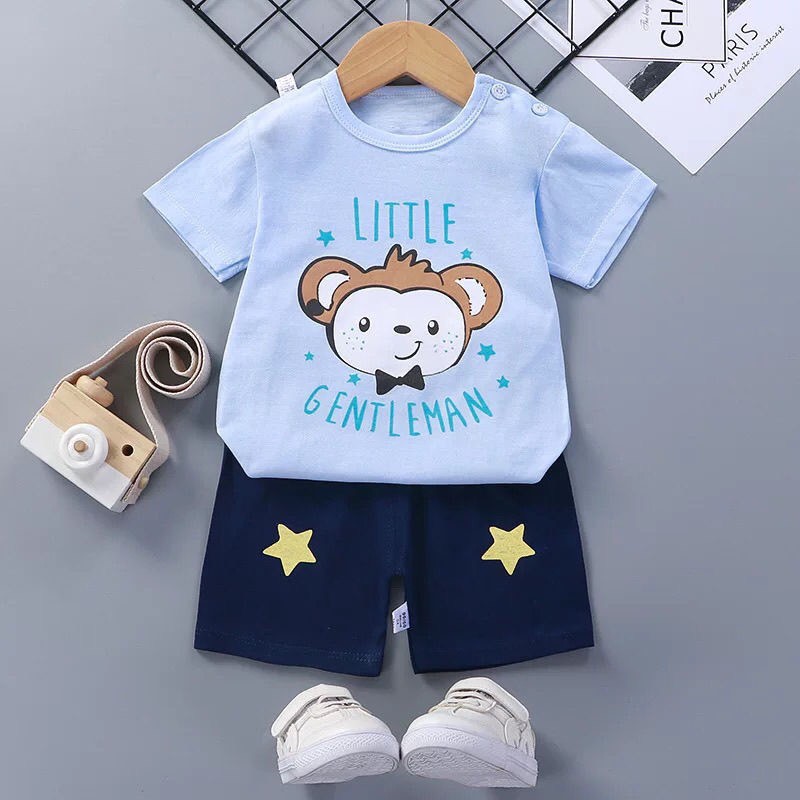 Bộ cộc tay thun lạnh hình ĐỘNG VẬT ngộ nghĩnh cho bé trai bé gái 7-16kg - BO68