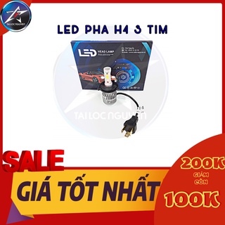 Đèn led pha h4 3 tim - giá bán 1 bóng