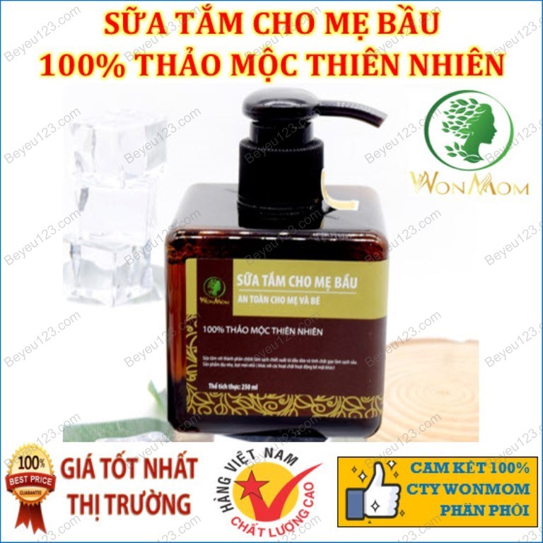 COMBO Tắm gội hữu cơ cho Bầu và sau sinh Wonmom (1 Sữa tắm + 1 Dầu gội cốt bồ kết) (Sản xuất tại Việt Nam)