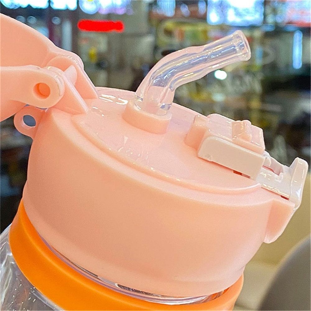 Bình Nước 600ML Kèm Ống Hút In Hình Hoạt Hình Dễ Thương Dành Cho Trẻ Nhỏ