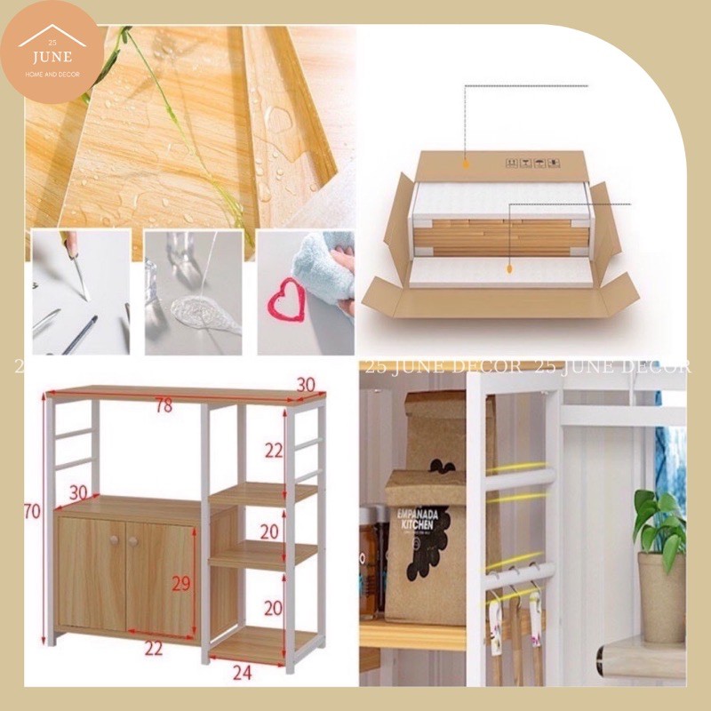 Kệ Để Đồ Nhà Bếp ✅ Miễn Phí Ship ✅ Tủ Bếp Nhiều Tầng Khung Sắt Sơn Tĩnh Điện Sàn Gỗ MDF Cao Cấp - 25 June Decor