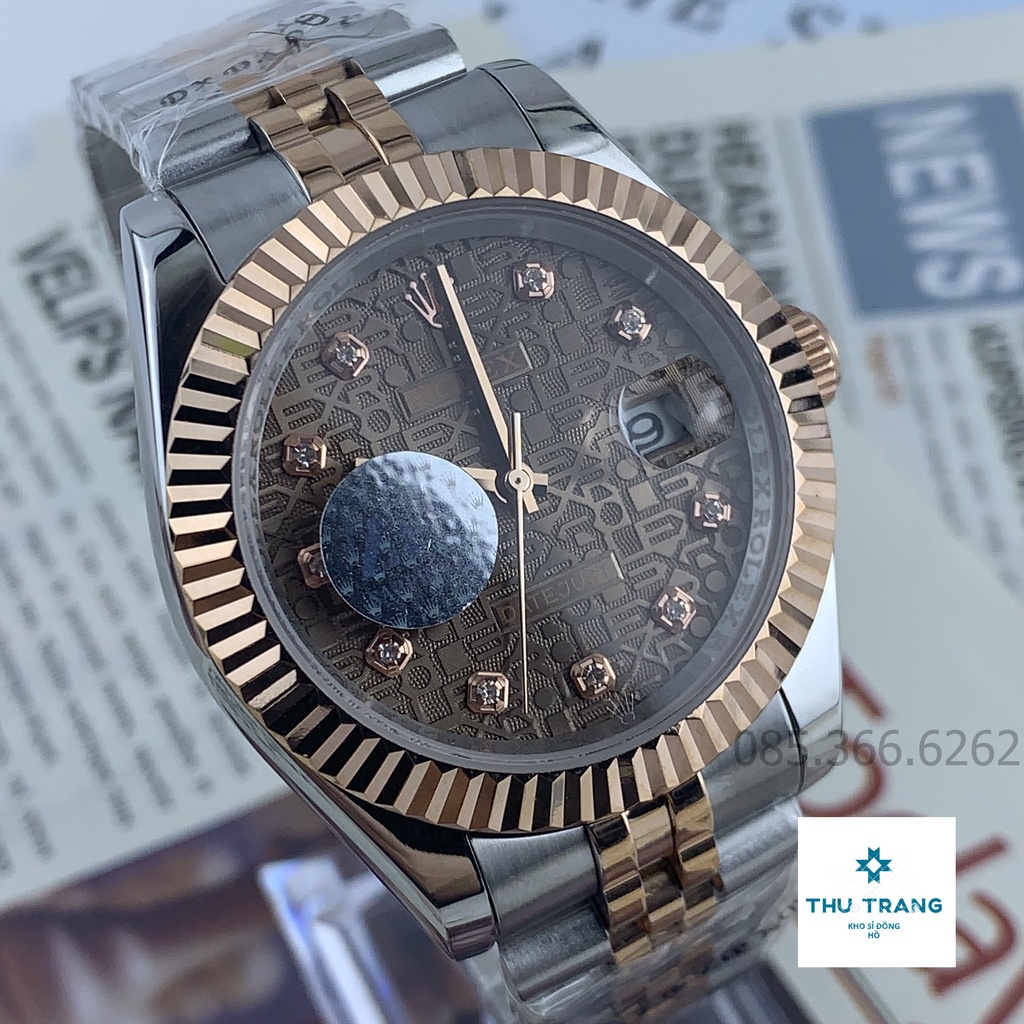 Đồng hồ nam Đồng hồ cơ Automatic Rolex Classic 3D màu nâu cafe size 40-41mm