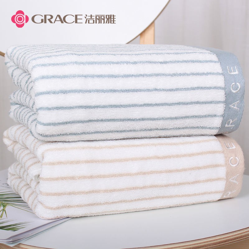 Khăn Tắm Vải Cotton Mềm Mỏng Thấm Hút Nhanh Khô Họa Tiết Kẻ Sọc Đơn Giản Phong Cách Nhật Bản Cho Nam Nữ