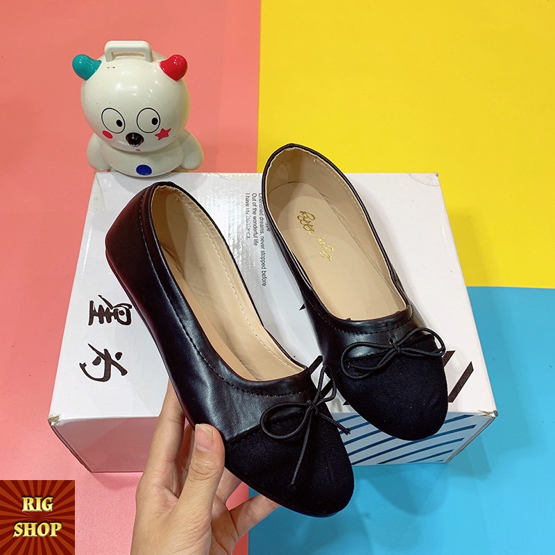 [ẢNH THẬT] GIÀY BÚP BÊ RIGSHOP THẮT NƠ PHỐI DA LỘN - C7