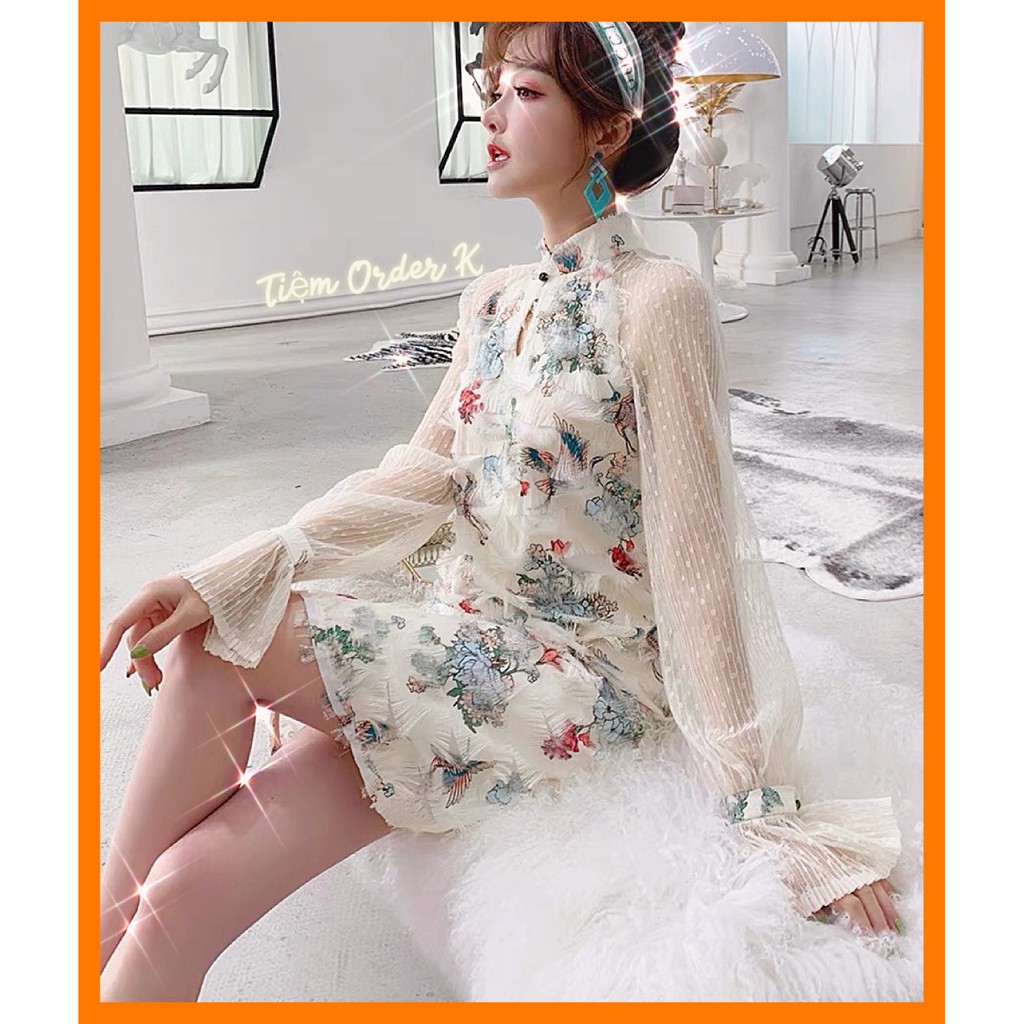 ORDER♥️Đầm,Váy Sườn Xám Tuyết Tua Rua(ảnh thật)Size S-XL